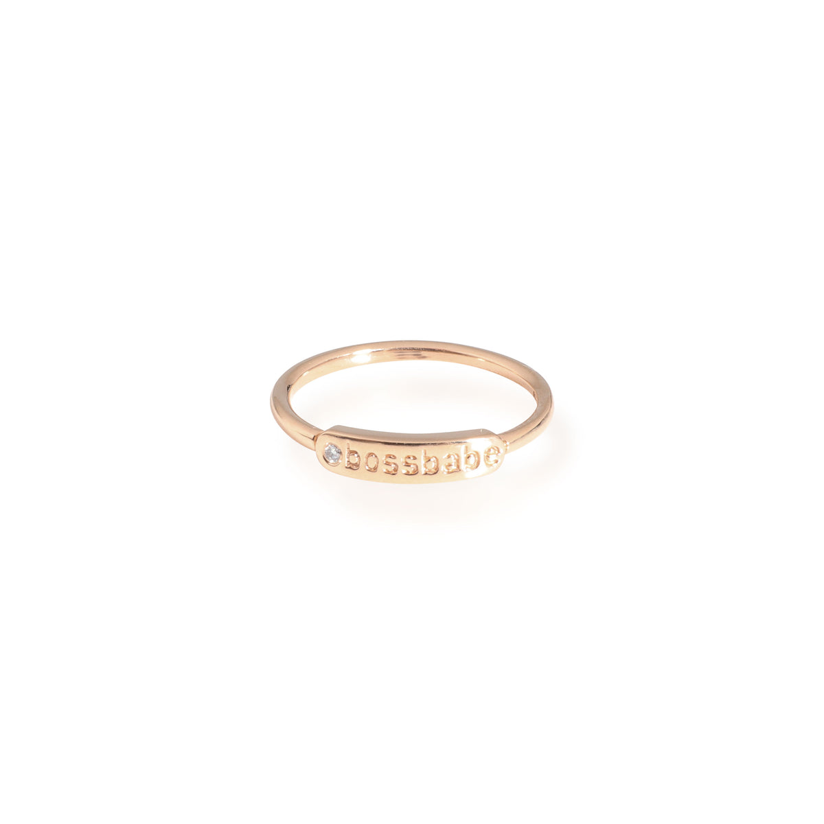 14K Rose Gold My Story Bossbabe ID Ring 0.01 Ct.