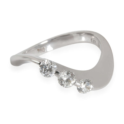 Three Stone Curved Diamond Band in 18k White Gold 0.57 CTW