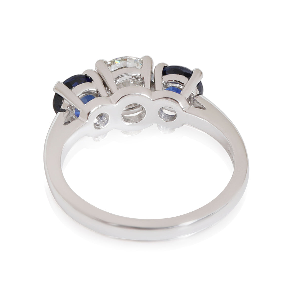 Tiffany & Co. Diamond Sapphire 3 Stone Ring in  Platinum H VS1 0.92 CTW