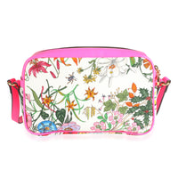 Gucci Flora Canvas & Neon Pink Leather Small Shoulder Bag