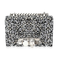 Alexander McQueen Jeweled Crystal & Black Calfskin Mini Satchel Bag