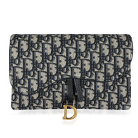 Dior Blue Oblique Jacquard Saddle Pouch