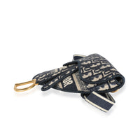 Dior Blue Oblique Embroidery Saddle Belt Bag