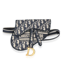 Dior Blue Oblique Embroidery Saddle Belt Bag