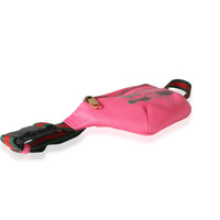 Gucci Hot Pink Logo Print Leather & Web Small Belt Bag