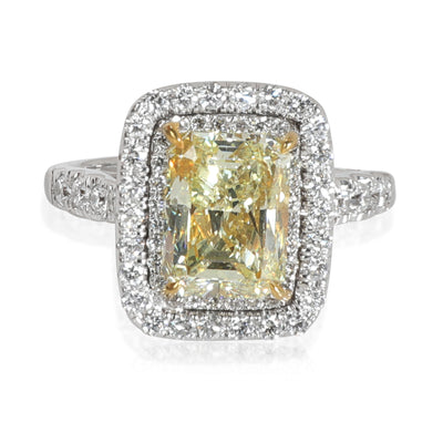 GIA Certified Fancy Yellow Diamond Engagement Ring in 18K Gold  VS1 2.83 CTW