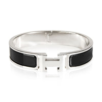 Hermes Clic H Palladium Plated Bracelet, Black., Size PM
