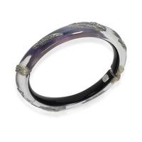 Alexis Bittar Lilac Lucite Hinged Bangle, Triangle Crystal Studded Accents