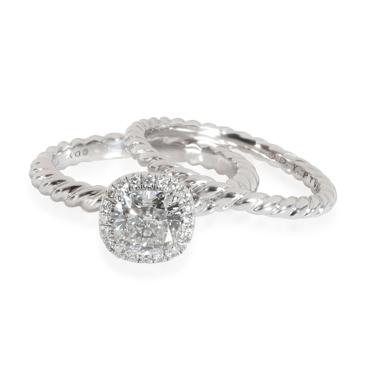 David Yurman Capri Diamond Engagement Wedding Set in Platinum H