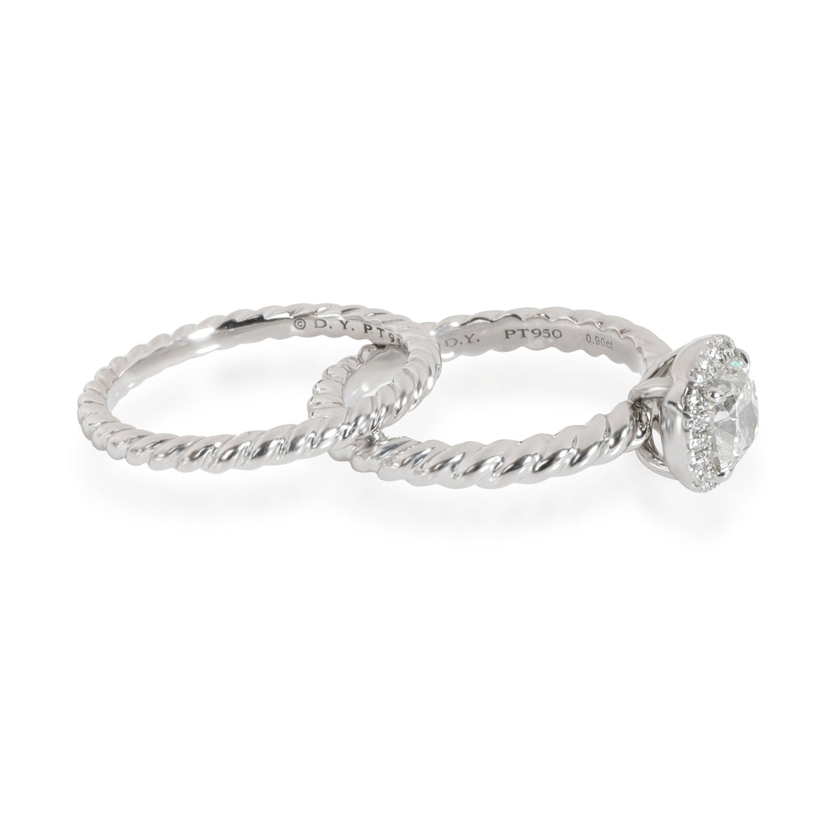 David Yurman Capri Diamond  Engagement Wedding  Set in  Platinum H VS1 1 CTW