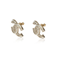 Chanel Costume Golden Crystal & Pearly White Double C Studs