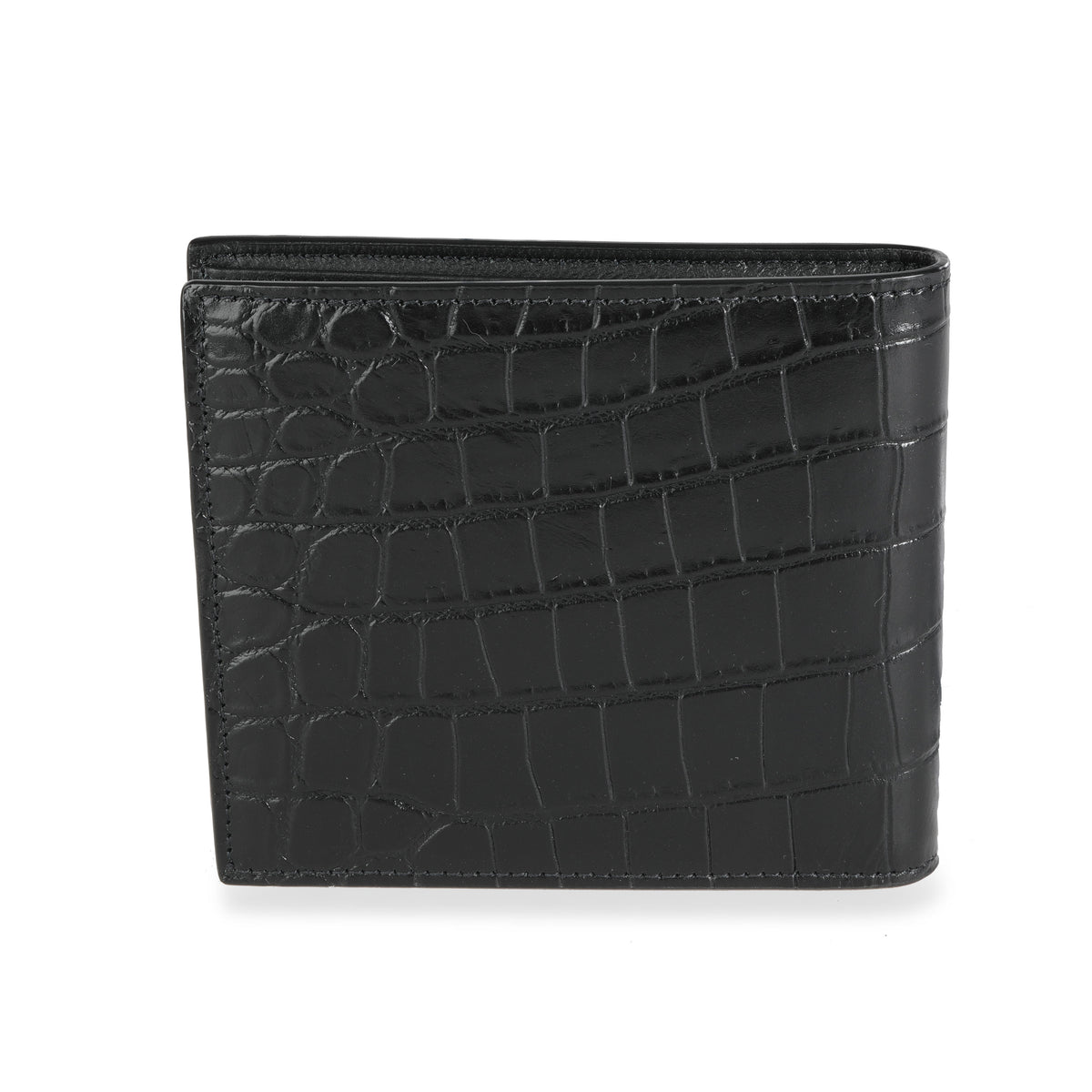 Saint Laurent Black Crocodile-Embossed Leather Bifold Wallet