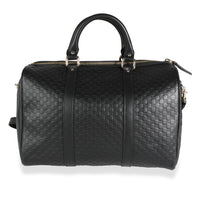 Gucci Black Microguccissima Leather Boston Bag