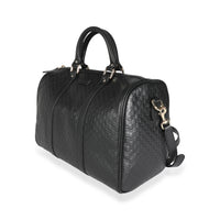 Gucci Black Microguccissima Leather Boston Bag