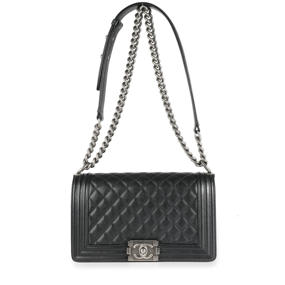 Chanel Black Caviar Quilted Old Medium Boy Bag, myGemma