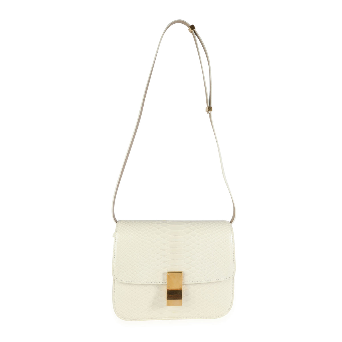 Celine Cream Python Medium Classic Box Bag myGemma Item 113098