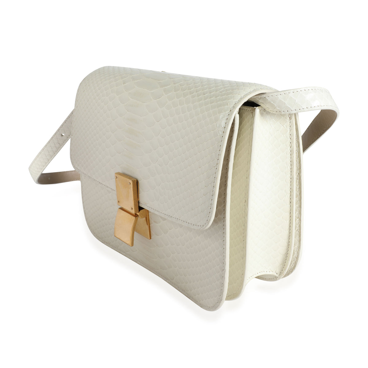 Celine Cream Python Medium Classic Box Bag myGemma Item 113098