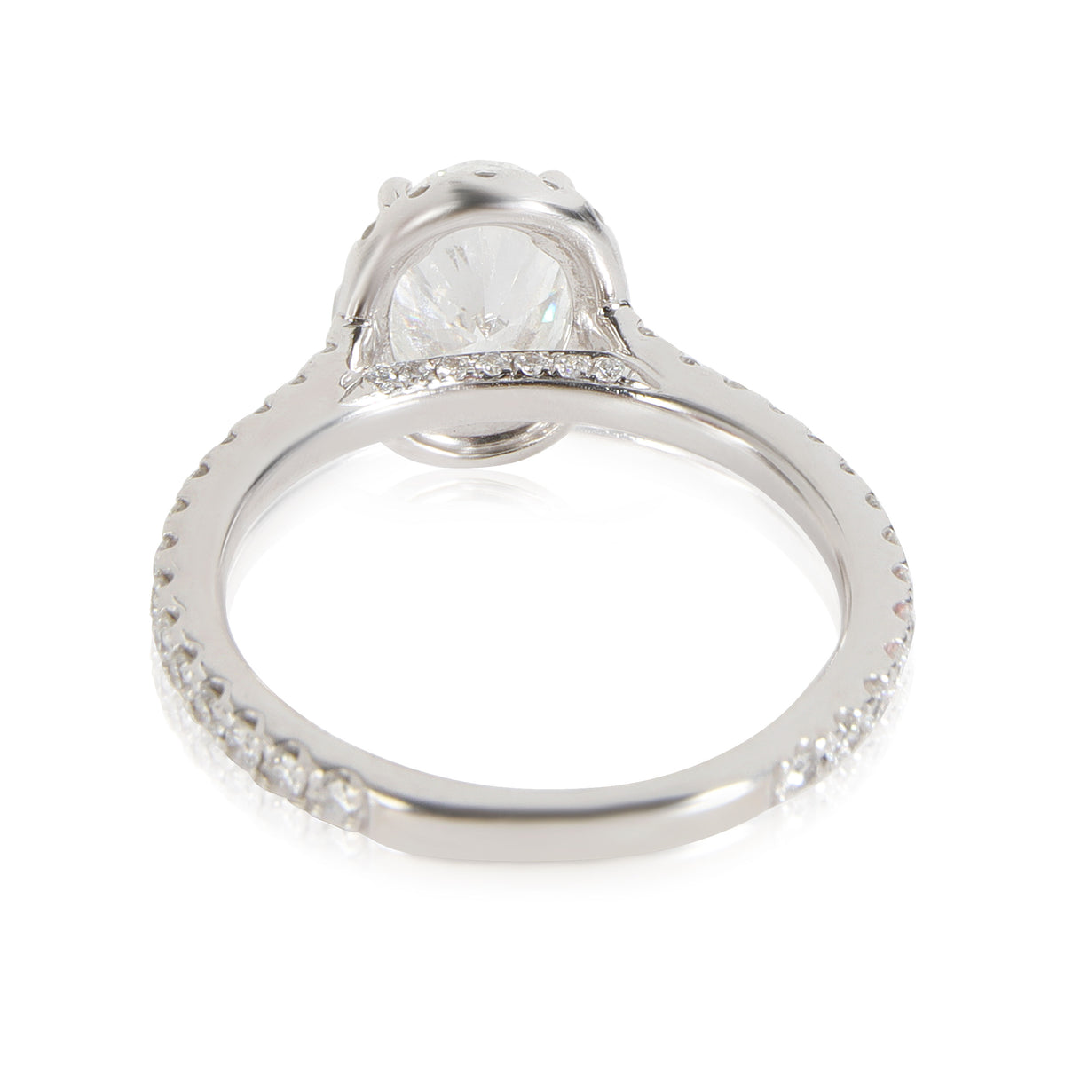 Halo Oval Diamond Engagement Ring in 14K White Gold GIA Certified F SI1 1.36 CTW