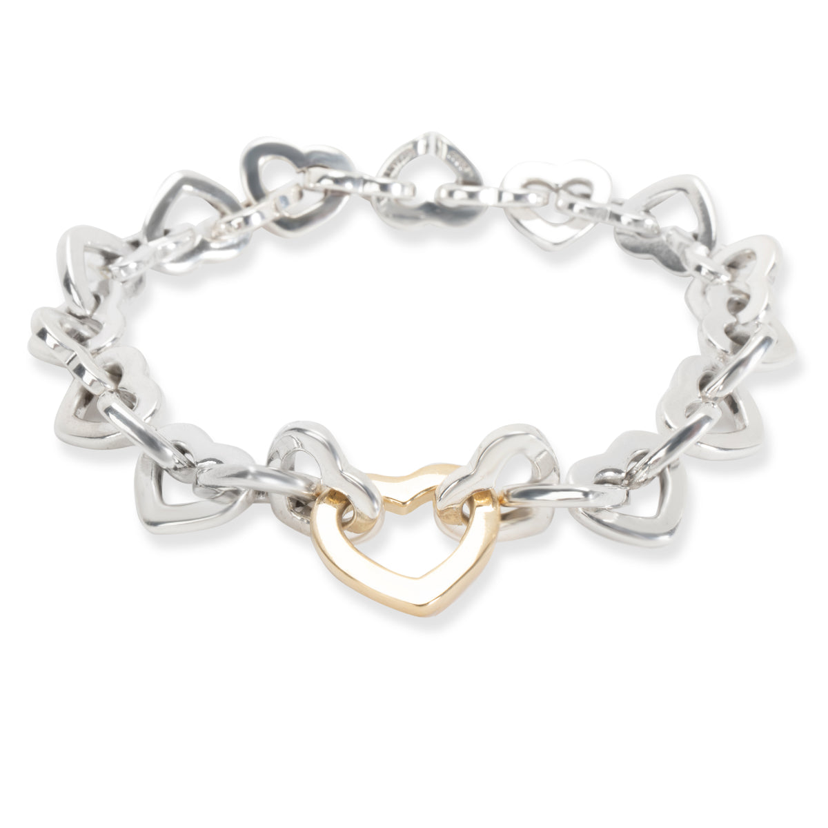 Tiffany & Co. Link Heart Bracelet in 18K Yellow Gold/Sterling Silver