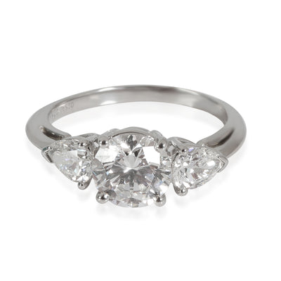 Tiffany & Co. Three Stone Diamond Engagement Ring in Platinum G IF 1.86 CTW