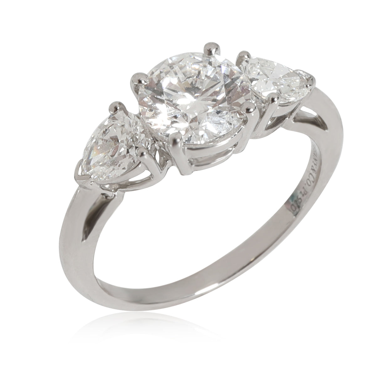 Tiffany & Co. Three Stone Diamond Engagement Ring in Platinum G IF 1.86 CTW