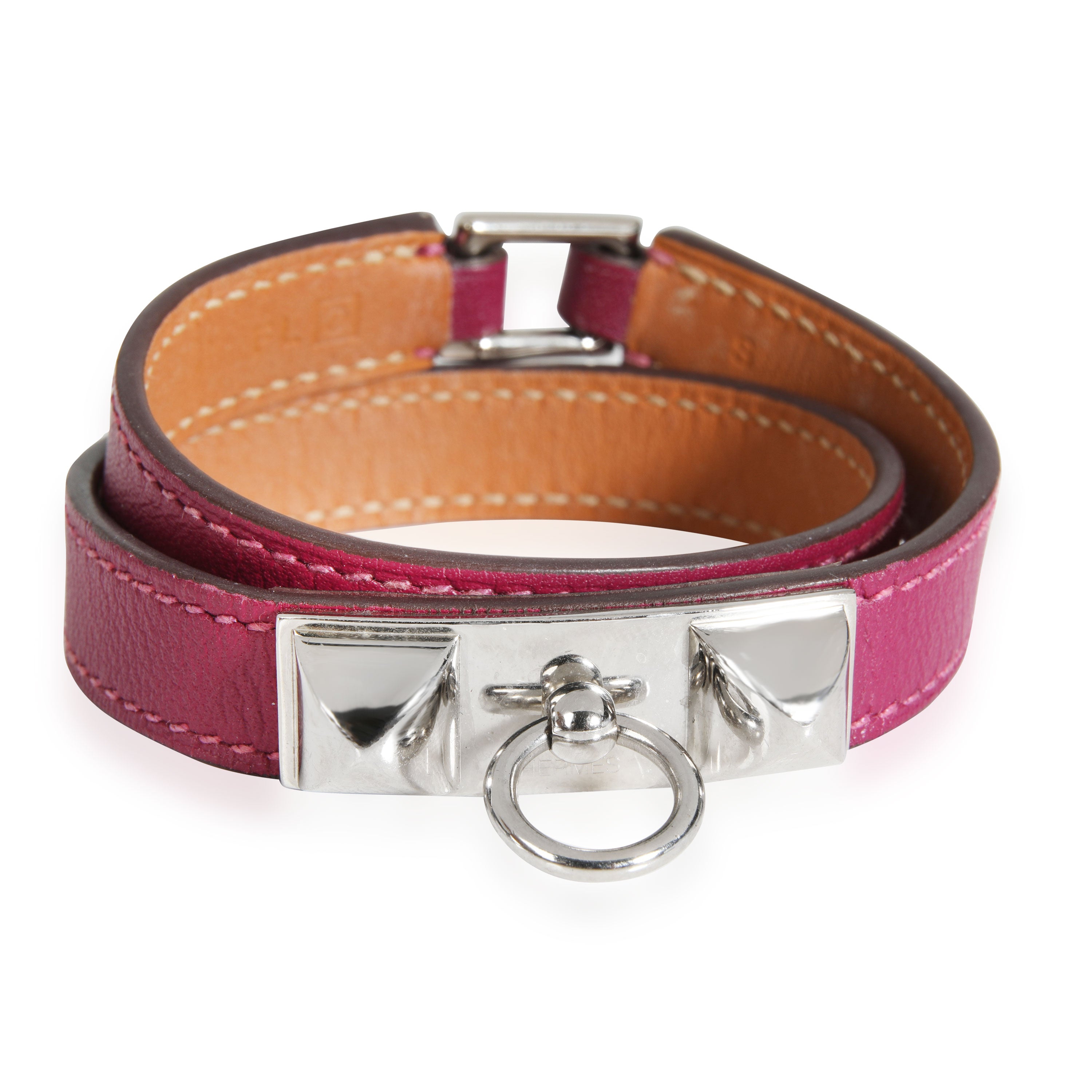 Hermes Rivale Double Tour Bracelet, Swift Leather, Tosca Color