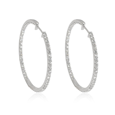 Diamond In and out Hoop Earring in 18K White Gold 2.17 CTW