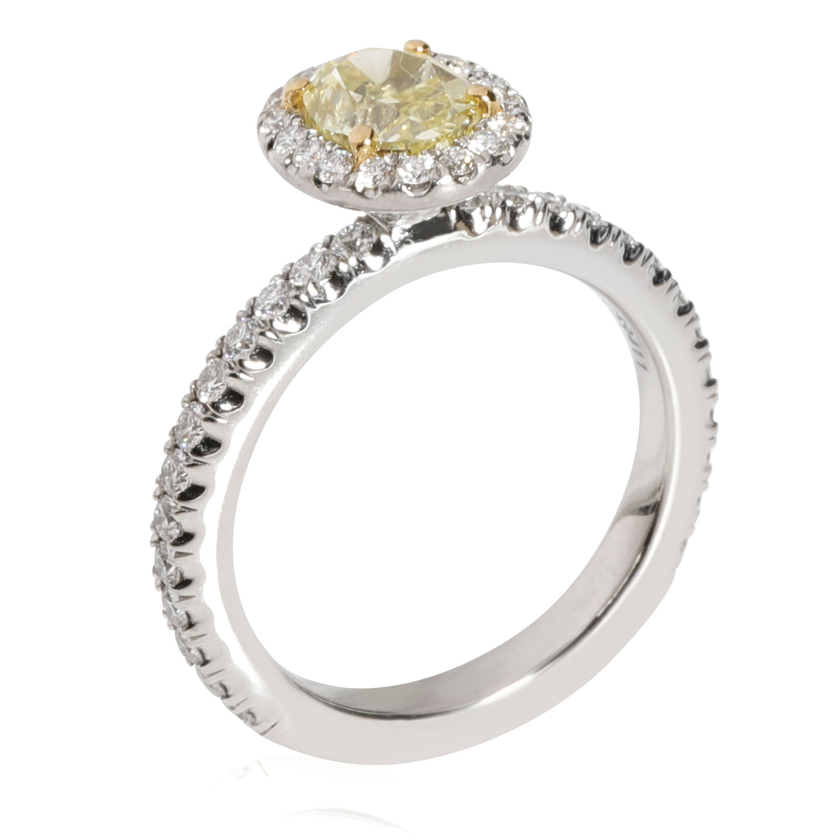 DeBeers Fancy Yellow Diamond Engagement Ring in Platinum VS1 0.90 CTW