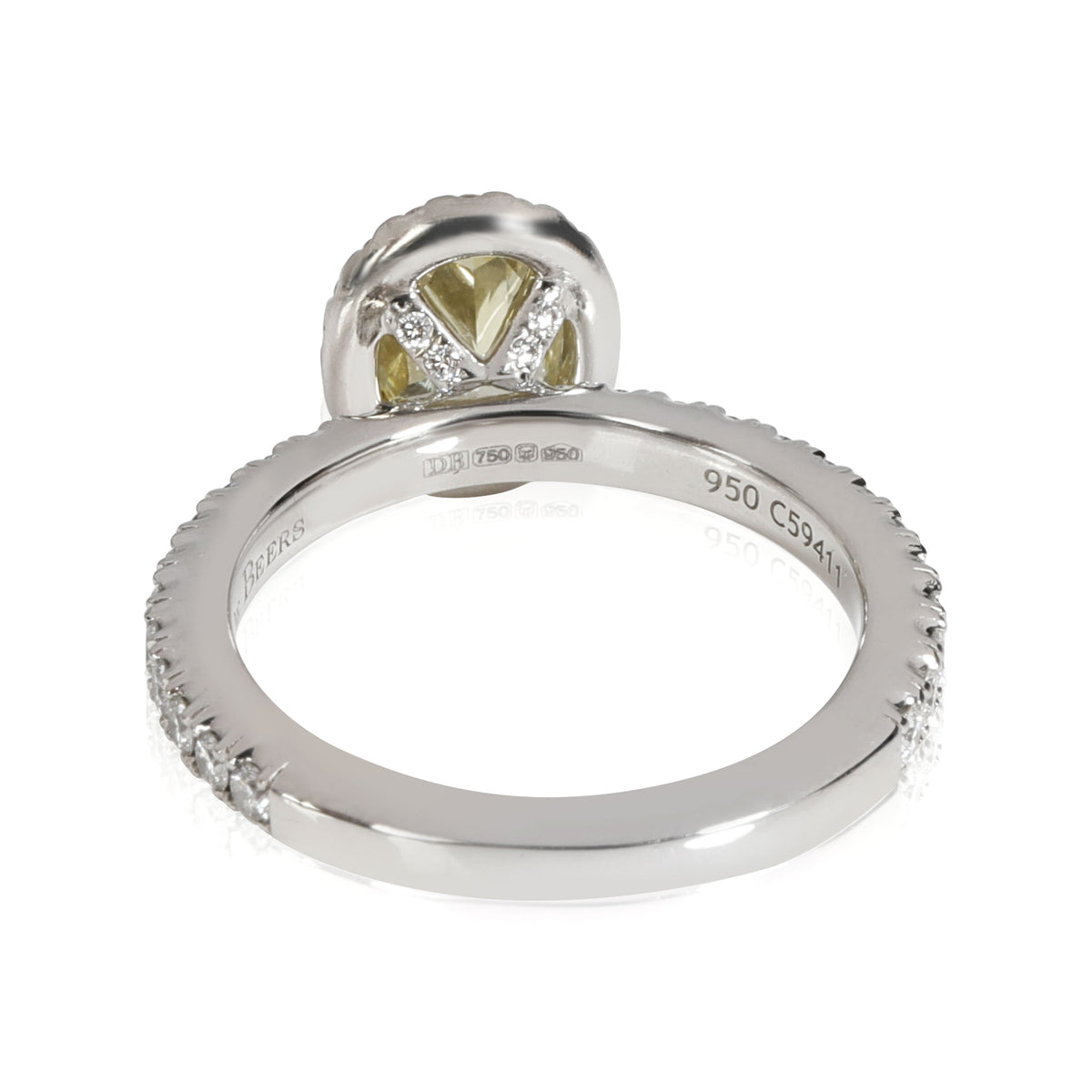 DeBeers Fancy Yellow Diamond Engagement Ring in Platinum VS1 0.90 CTW