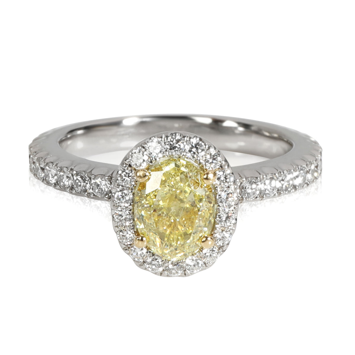 DeBeers Fancy Yellow Diamond Engagement Ring in Platinum VS1 0.90 CTW