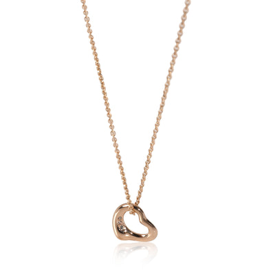 Tiffany & Co. Elsa Peretti Open Heart Diamond Pendant in 18K Rose Gold 0.01 CTW