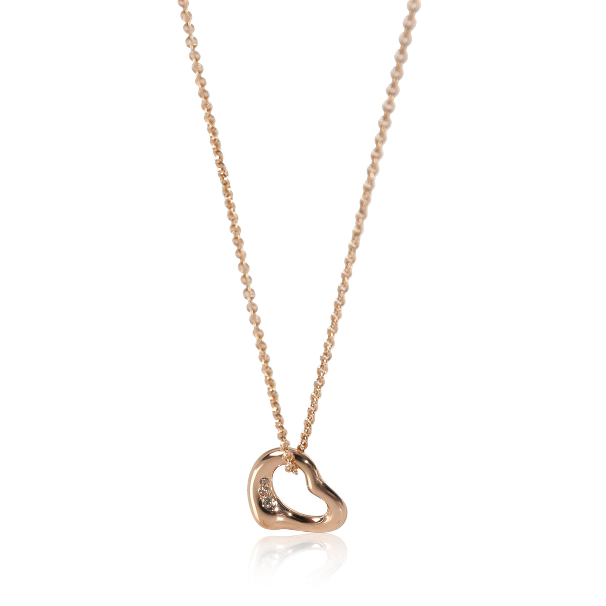 Tiffany & Co. Elsa Peretti Open Heart Diamond Pendant in 18K Rose Gold 0.01 CTW