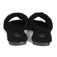 Hermès -  Black Hermès Shearling Oran sandal (37 EUR)