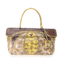 Bottega Veneta Brown & Yellow Patchwork Prezioso Lizard Bag