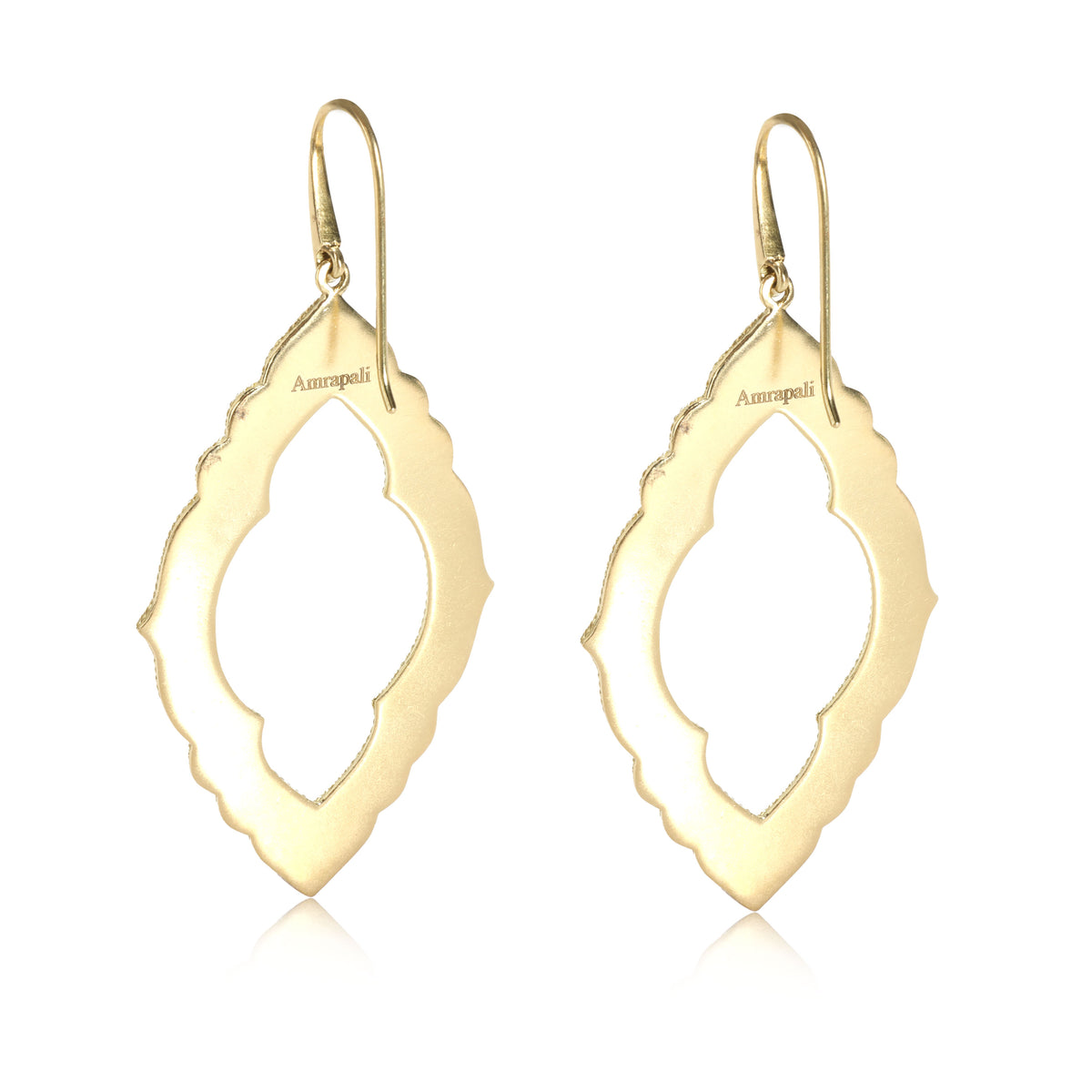 Diamond Sohalia Scalloped Marquise Shaped Earrings in 18K Yellow Gold (0.24 ctw)