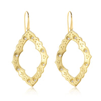 Diamond Sohalia Scalloped Marquise Shaped Earrings in 18K Yellow Gold (0.24 ctw)