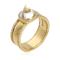 Surya Spike Ring with White Topaz & Diamond in 18K Yellow Gold (0.82 ctw)