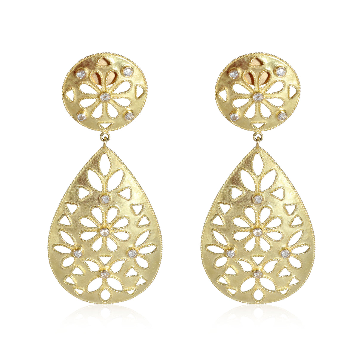 Shevanti Large Round Teardrop Diamond Earrings in 18K Yellow Gold (1.00 ctw)