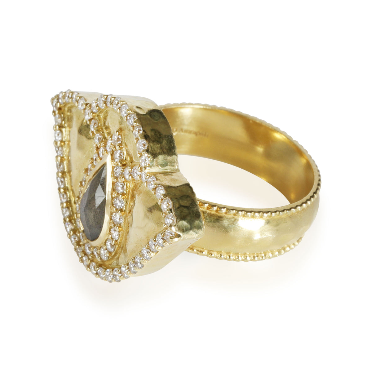 Labradorite Diamond Thamarai Lotus Ring in 18K Yellow Gold (0.56 ctw)