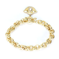 White Topaz & Diamond Charm Bracelet in 18K Yellow Gold (0.56 ctw)