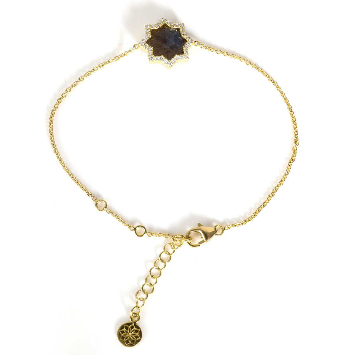 Labradorite & Diamond Neel Star Chain Bracelet in 18K Yellow Gold (0.22 ctw)