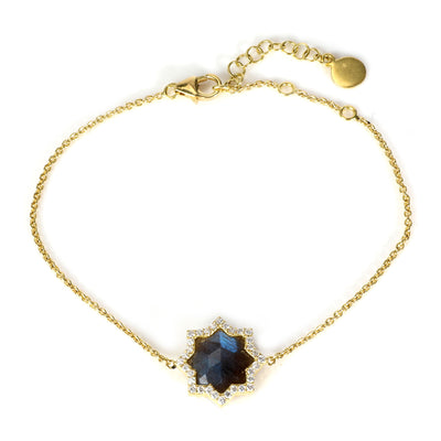 Labradorite & Diamond Neel Star Chain Bracelet in 18K Yellow Gold (0.22 ctw)