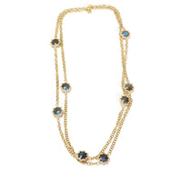 Labradorite & Diamond Station Chain Necklace in 18K Yellow Gold (1.85 ctw)