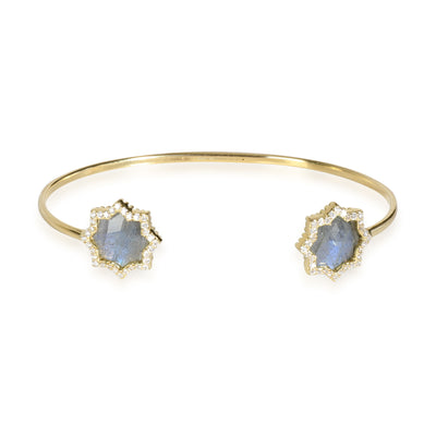 Neel Star Labradorite & Diamond Cuff Bracelet in 18K Yellow Gold (0.45 ctw)