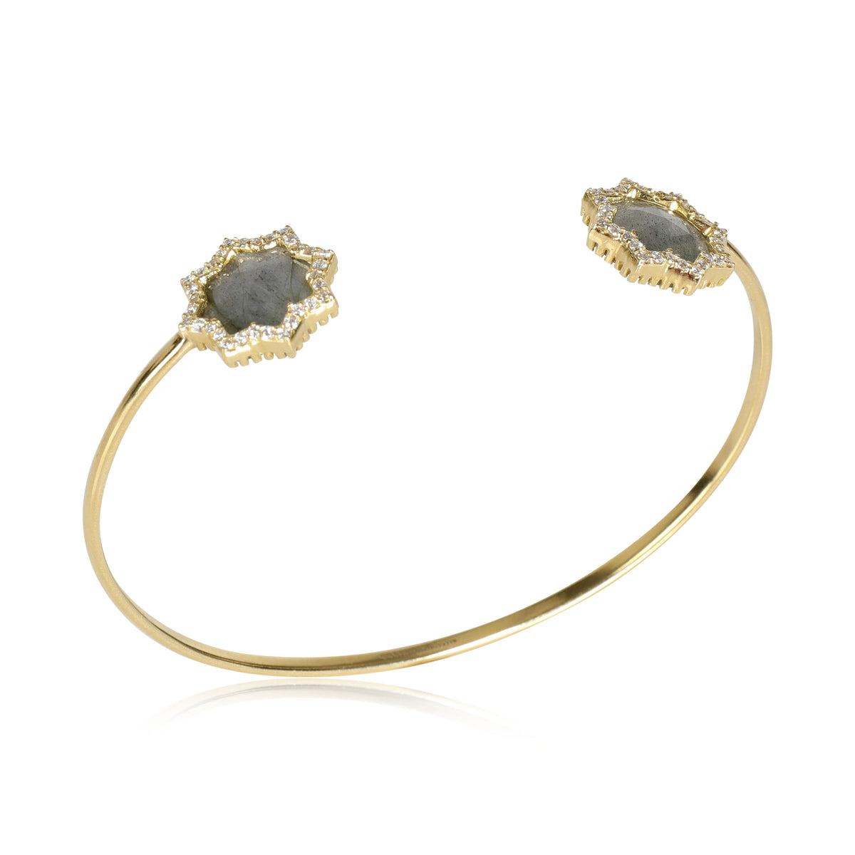 Neel Star Labradorite & Diamond Cuff Bracelet in 18K Yellow Gold (0.45 ctw)