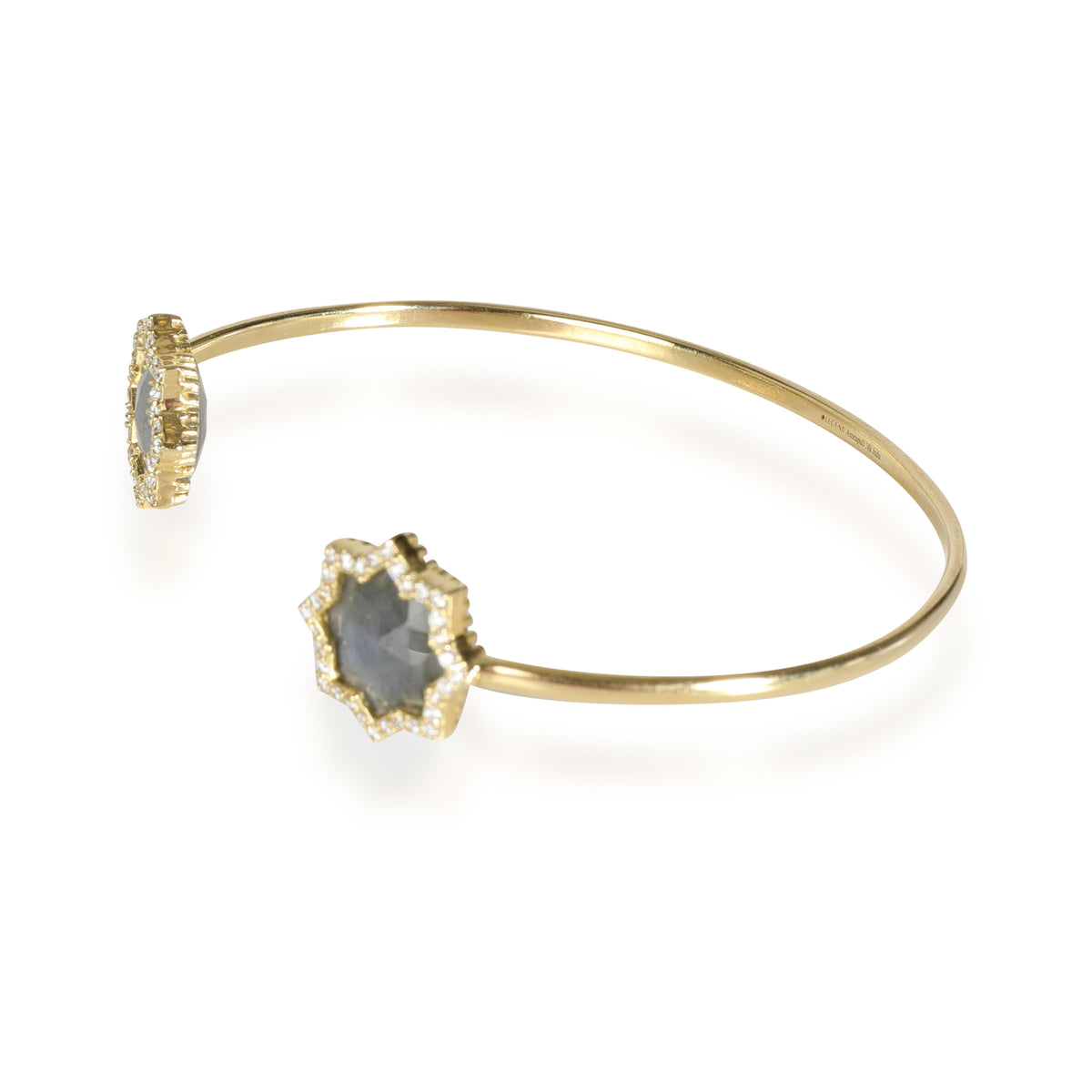 Neel Star Labradorite & Diamond Cuff Bracelet in 18K Yellow Gold (0.45 ctw)