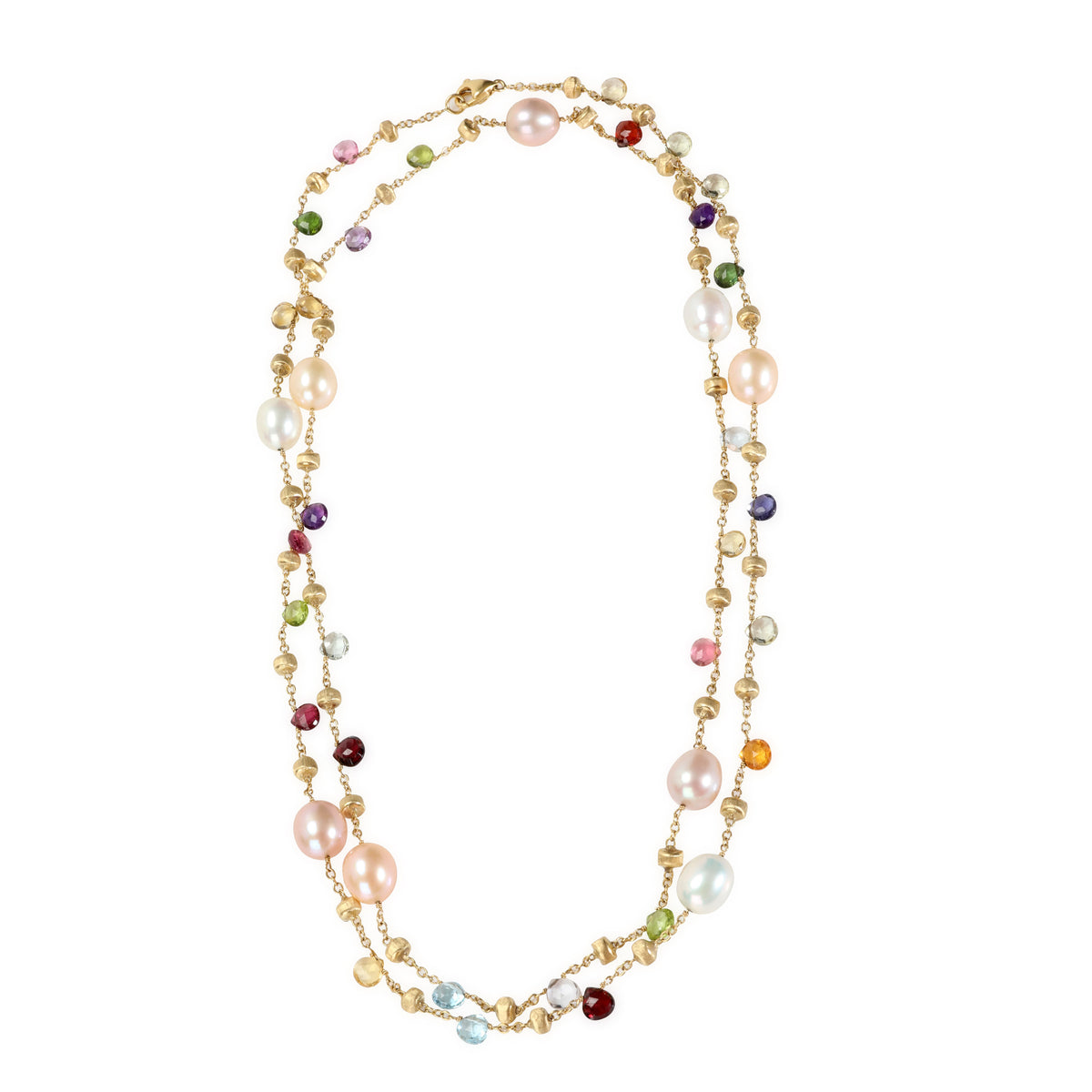 Marco Bicego Paradise Pearl & Mixed Gemstone Necklace in Yellow Gold