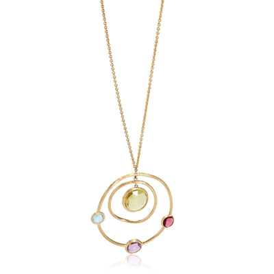 Marco Bicego Jaipur Mixed Gemstone Circle Pendant in 18K Yellow Gold