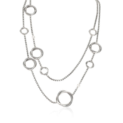 David Yurman Circle Pearl Station Necklace in Sterling Silver