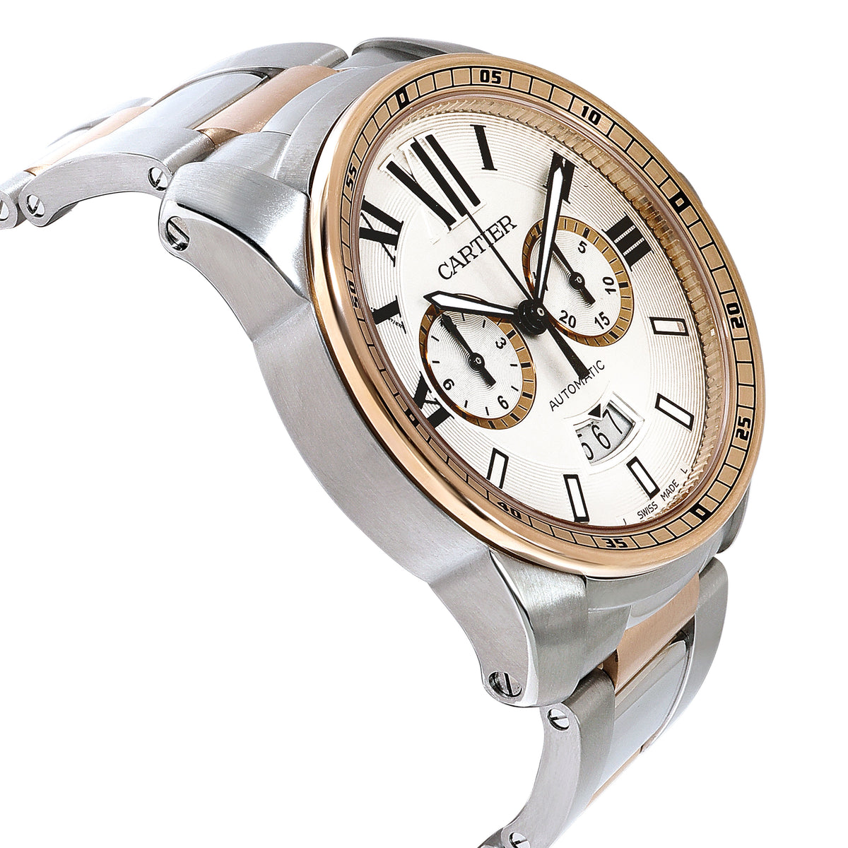 Cartier Calibre de Cartier W7100042 Men's Watch in 18kt Stainless Steel/Rose Gol